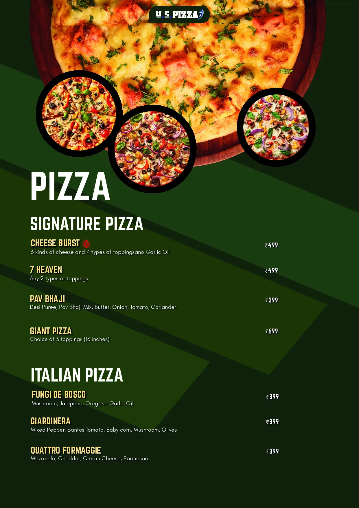 U.S.Pizza Mandvi — Dine-in menu — page 4 of 12